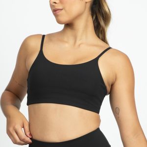 Top Adidas Essentials Suporte Leve Feminino Preto Preta