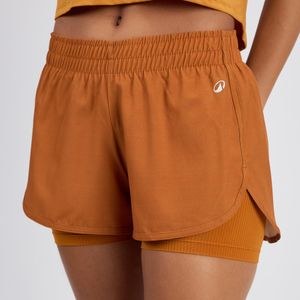 Shorts 2 em 1 Feminino de Treino 120 Domyos Azul Caramelo