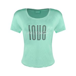 Camiseta Cropped Feminina de Treino 500 Domyos Verde