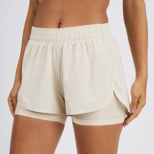 Shorts Feminino 2 em 1 de Treino 120 Domyos Bege