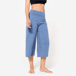Calça Feminina 7/8 com Cintura Alta de Yoga 500 Kimjaly Azul
