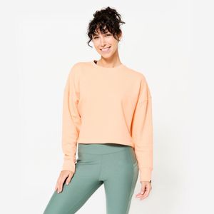 Cropped Feminino de Pilates Manga Longa Domyos Laranja
