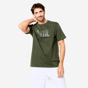 Camiseta Masculina de Pilates Essentials Domyos Caqui