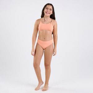 Calcinha de Biquíni Infantil de Surf Cintura Alta Tribord Laranja