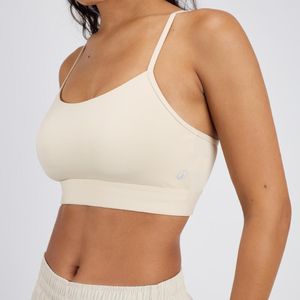 Top feminino Alças Finas Cruzadas Suporte Ligeiro Bege