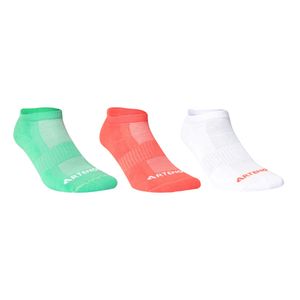 Meia RS 500 Cano Baixo Artengo (Kit com 3 pares) Rosa-branco-verde