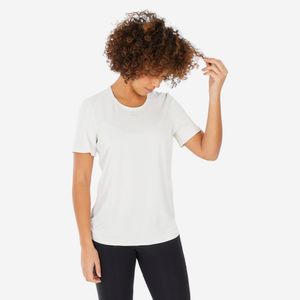Camiseta Feminina de Trilha Mh500 Quechua Bege