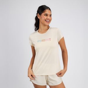 Camiseta Feminina de Treino Essential 120 Domyos Bege