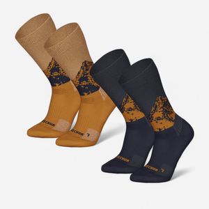 Meias Quentes para Trilha Sh500 Mid - Pacote (2 Pares) Quechua Azul/Marrom