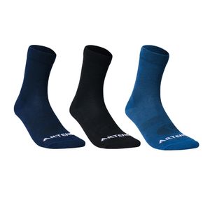 Meia Cano Alto Rs 160 Artengo (kit com 3 Pares) Preto Marinho Azul