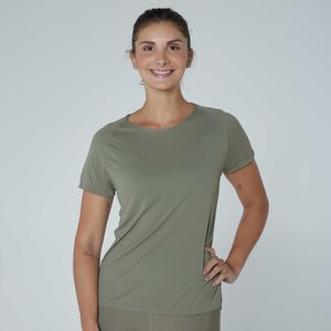Camiseta Feminina de Treino New Crepo 500 Domyos Verde Cáqui