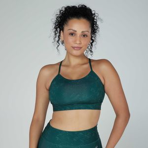 Top esportivo feminino de suporte leve com alças finas cruzadas