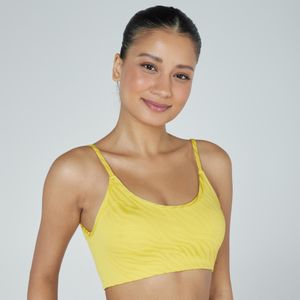 Top de Treino Feminino Slim Jacquard Domyos Amarelo